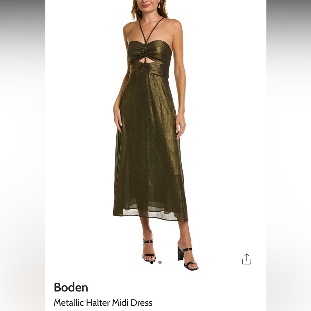 Boden Metallic Halter Midi Dress Size 10🆕